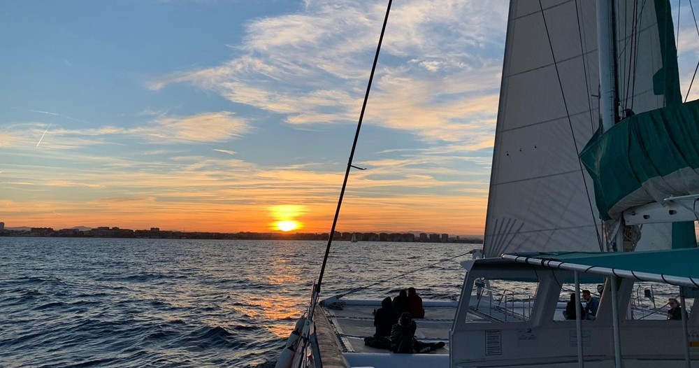Sunset from catamaran