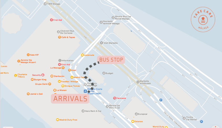 Malaga airport AGP to bus station map